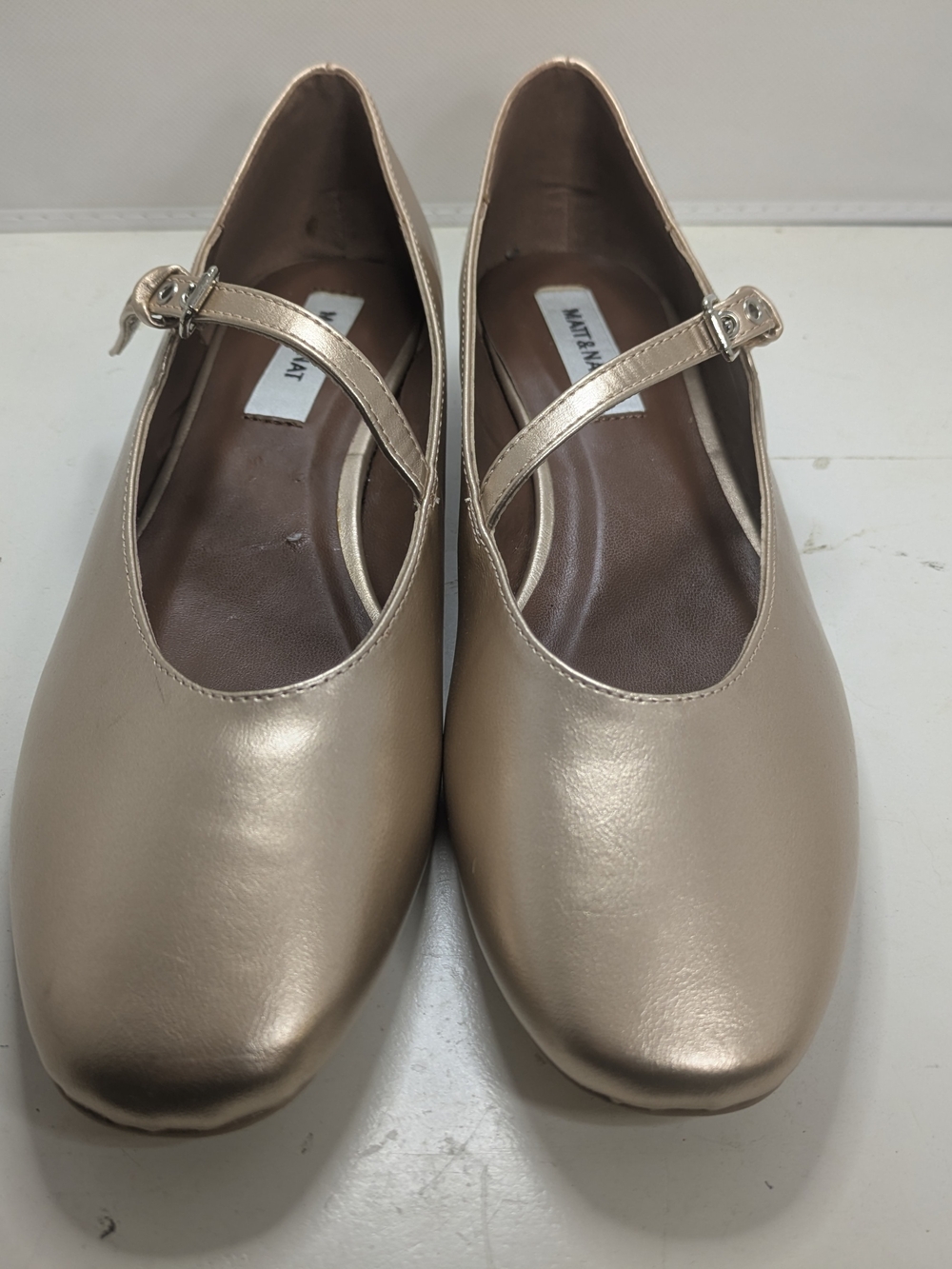 Matt & Nat Metallic Rose Gold Mary Jane Flats EU 39 Women's Vegan Ballet Shoes - Picture 2 of 8